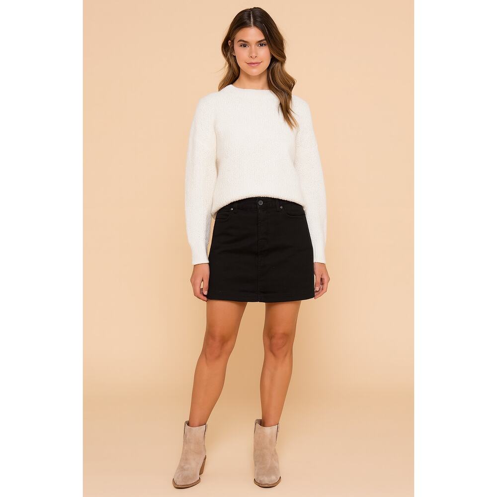 Tori Richard Black Cotton Blend Mini Skirt Size 8 Casual